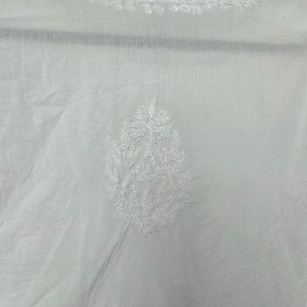 White Embroidered Button-Front Tunic Top - Picture 4 of 5
